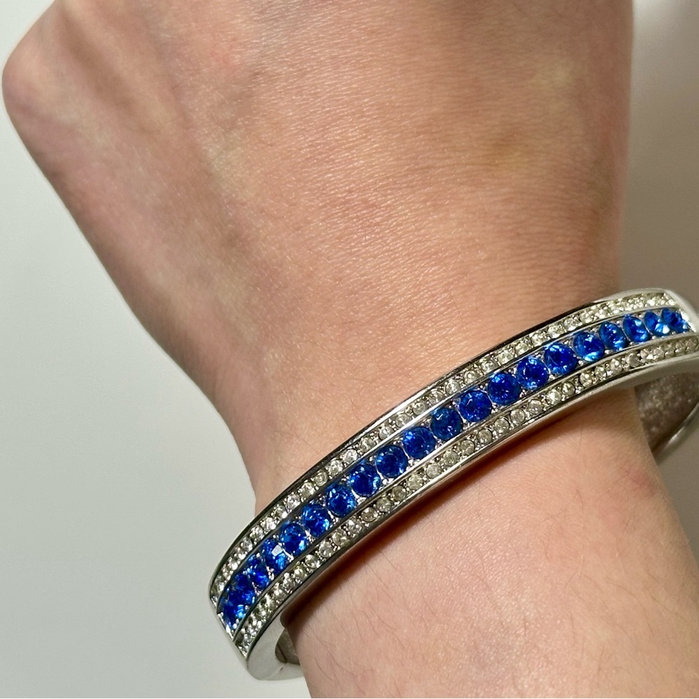 Elegant Silver and Blue Bracelet